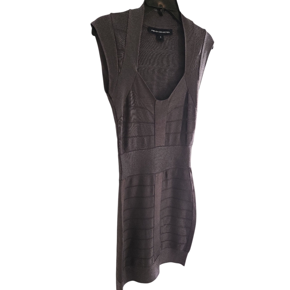 French Connection DARK GREY Mini Dress SZ 4 - Picture 4 of 6